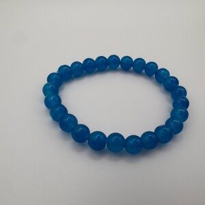 Natural glass Blue Beaded Bracelet 7inches